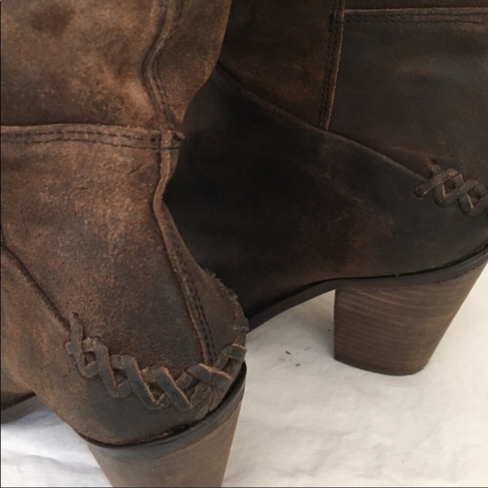 Free People Brown Slouchy Leather Heeled Boots - Picture 8 of 10